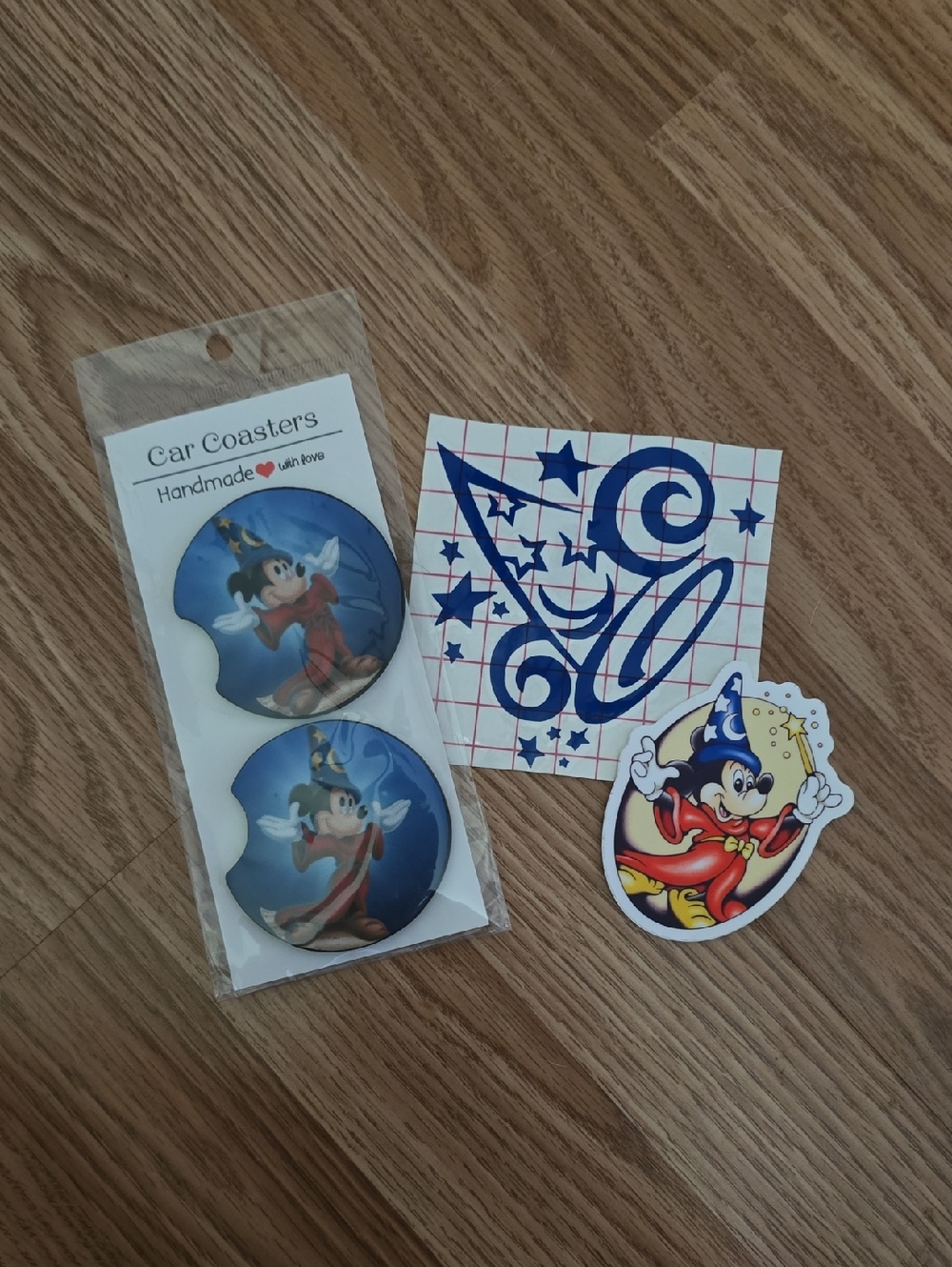 Sorcerer Mouse Car Coasters, Waterproof Sticker And Window Sticker